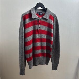 VINTAGE Lord & Taylor Red and Gray Striped Men's Sweater